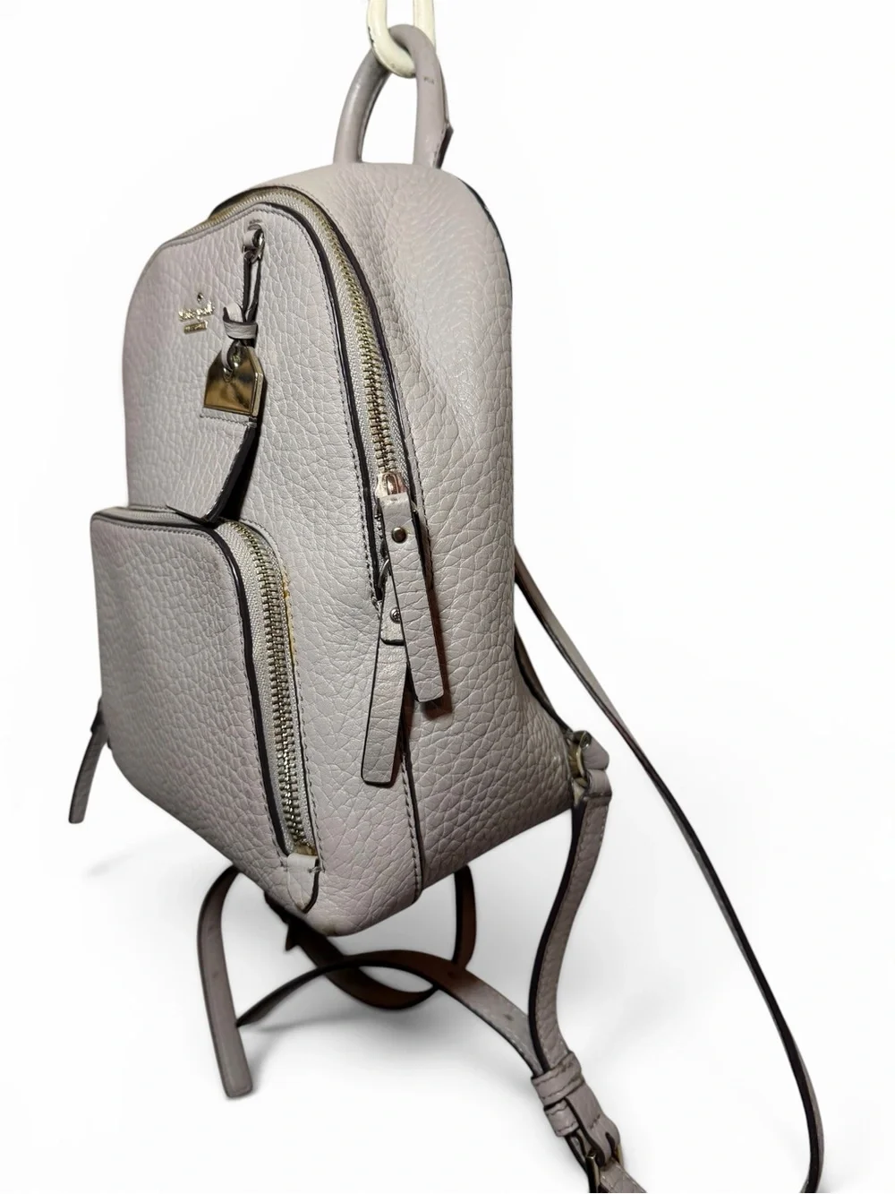Kate Spade Caden Carter soft taupe Pebbled Leather Mini backpack